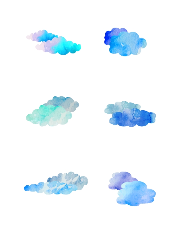 云朵蓝色渐变装饰素材设计