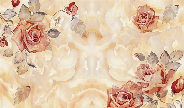 浮雕花玫瑰背景墙图片