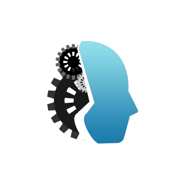 人工智能蓝色科技机械齿轮AI大脑商用素材
