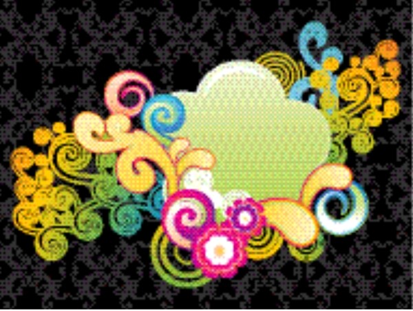 時髦的作品與黑色的無縫背景