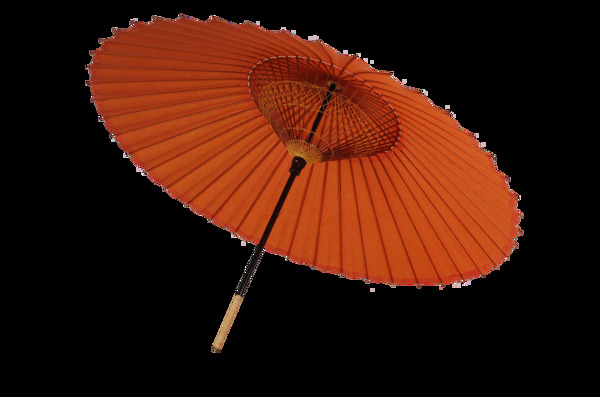 古风橘色折伞png元素素材