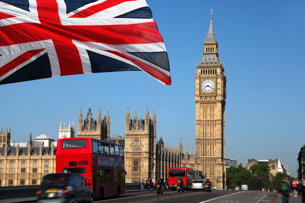 城市大桥英国国旗图片
