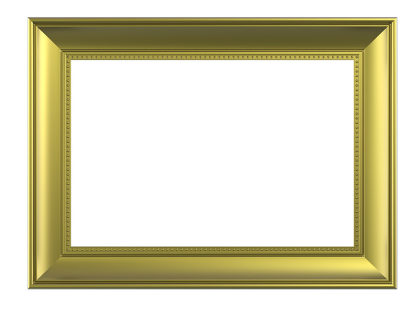 马特黄金矩形框的孤立在白色背景