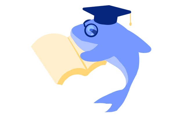 读书的海豚卡通动物