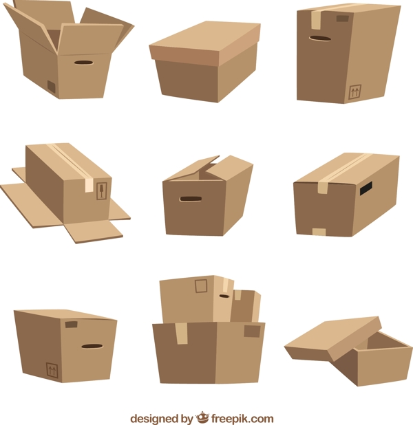 9款创意纸箱子矢量图