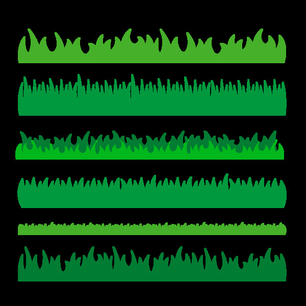 绿色卡通草地免边框抠png透明图层素材