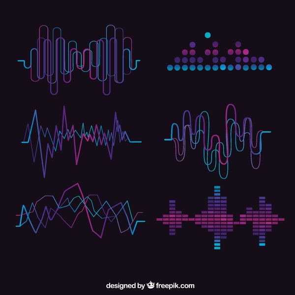 各种彩色抽象的声波图案