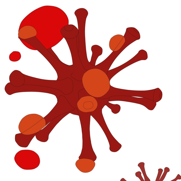 红色的可爱细菌插画