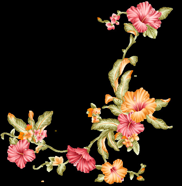 古典中国风浪漫花朵装饰元素