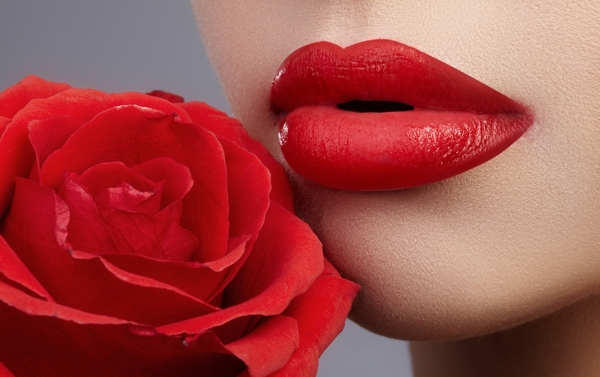 美女嘴唇玫瑰花红唇