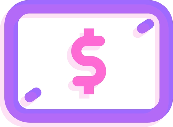 粉紫色荧光钱币矢量图标