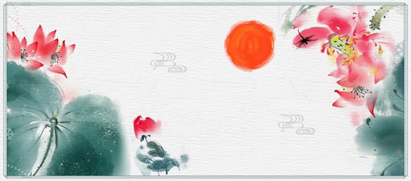中国风水墨彩绘夏至节气背景素材