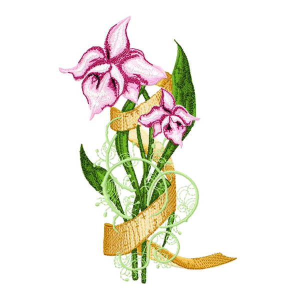 绣花植物花朵缎带免费素材