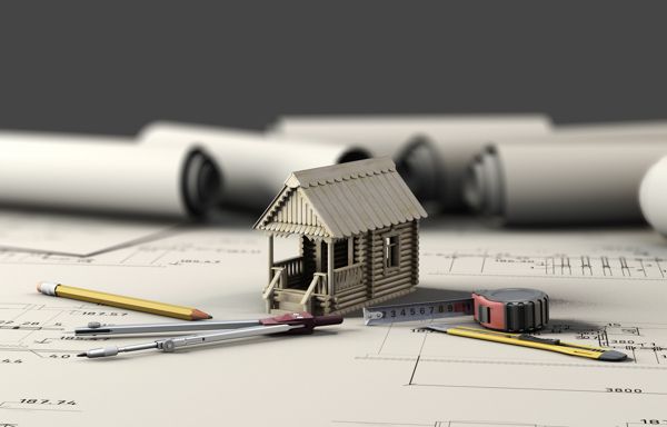 CAD图纸与小木屋图片