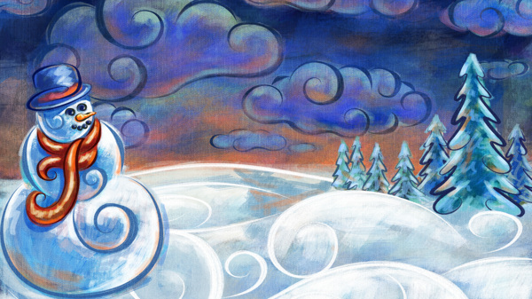 高清冬日雪人环境图