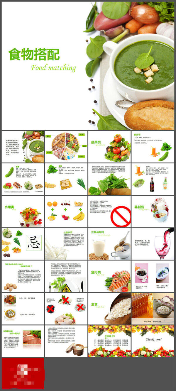 多页简洁食物搭配实用PPT模板