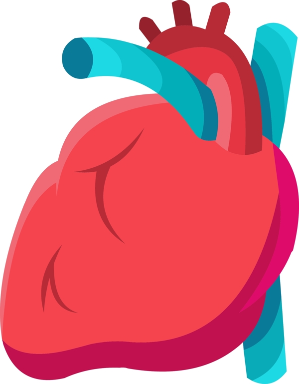 红蓝手绘人体器官心脏矢量免抠素材