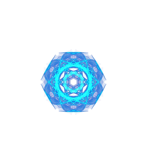 光效素材多边形对称分形光影发光蓝色图形