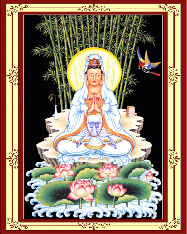 观士音菩萨神像壁画图片