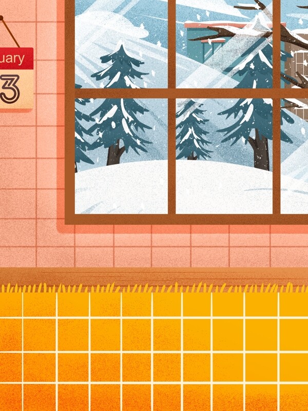 冬季窗外雪景背景设计