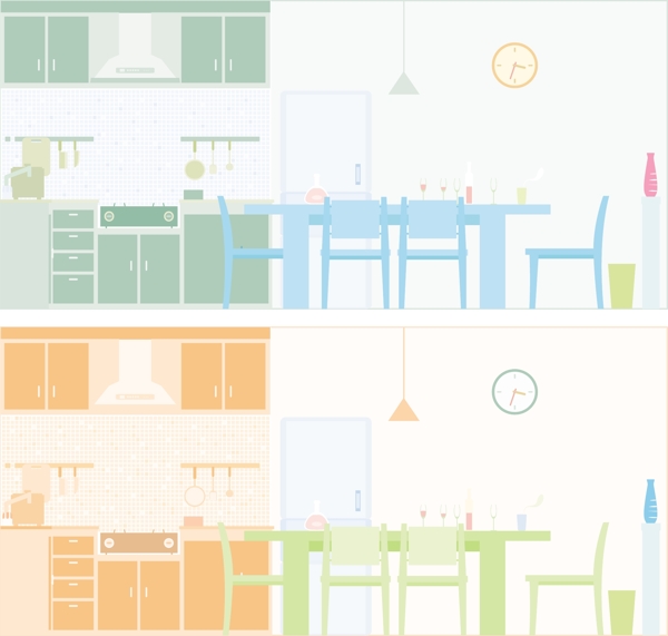 7个简单的家居生活插画矢量素材