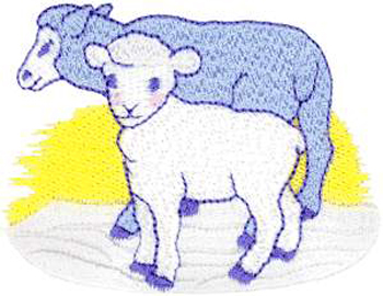 绣花动物绵羊色彩白色免费素材