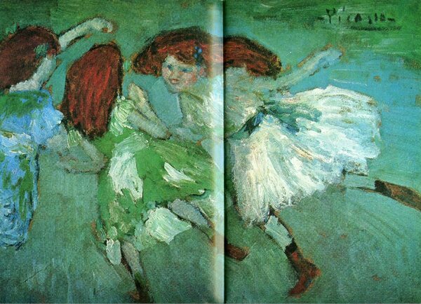 1901LarondedesfillettesLesBlondesChevelures西班牙画家巴勃罗毕加索抽象油画人物人体油画装饰画