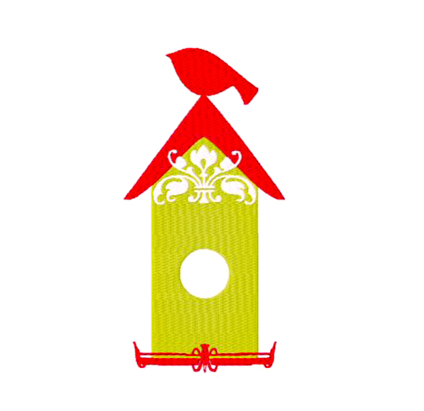 绣花动物鸟建筑房子免费素材