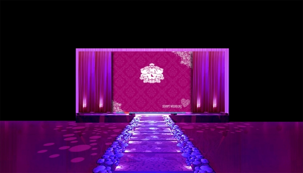 紫色主题婚礼舞台效果