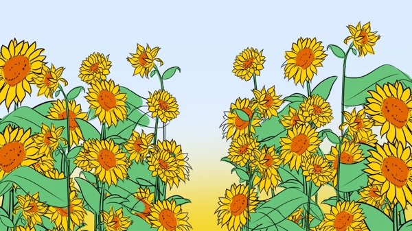 黄色手绘向日葵