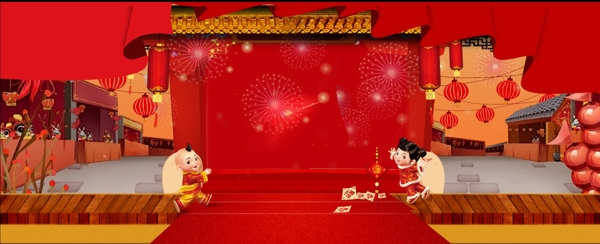 喜庆中国风春节红色背景