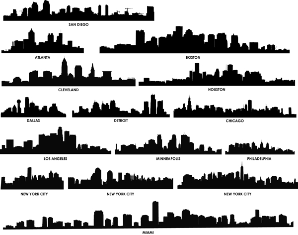 世界城市剪影矢量素材2