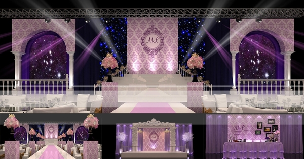 紫色婚礼效果图带矢量文件图片