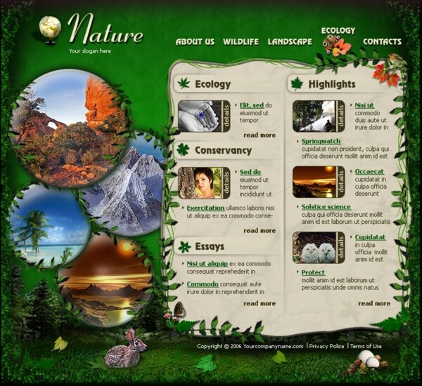 绿色生态自然保护区网页模板