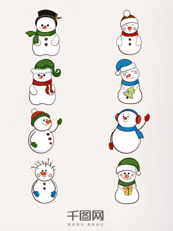 清新圣诞雪人装饰图案