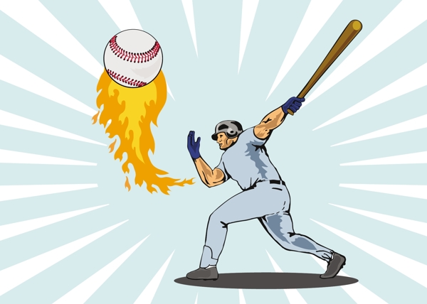棒球运动员击球的火焰