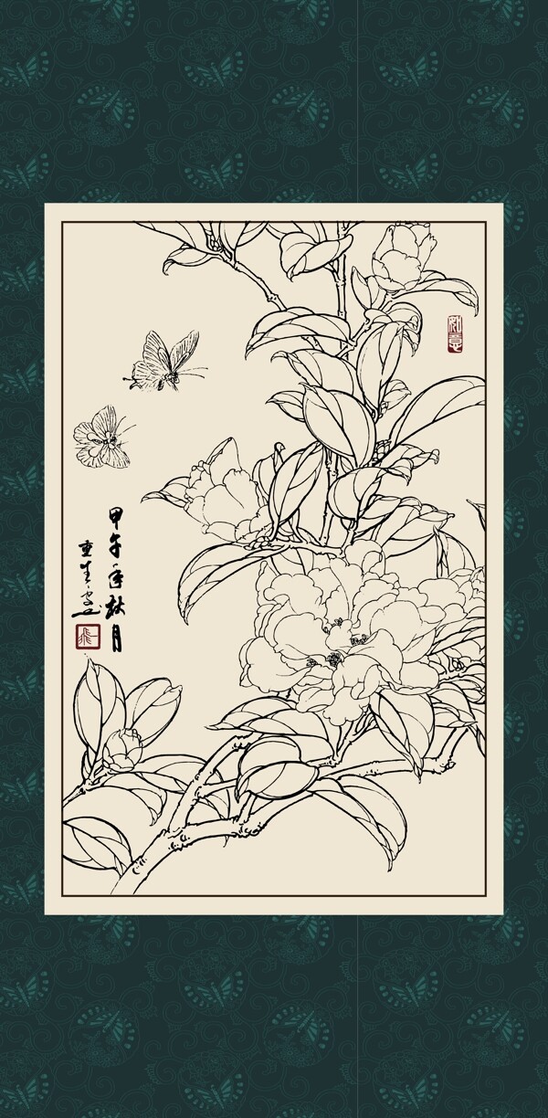 白描茶花