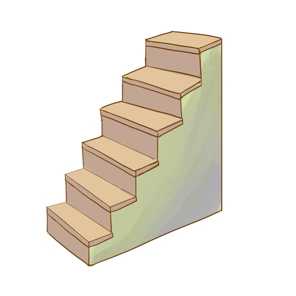 黄色立体楼梯插图
