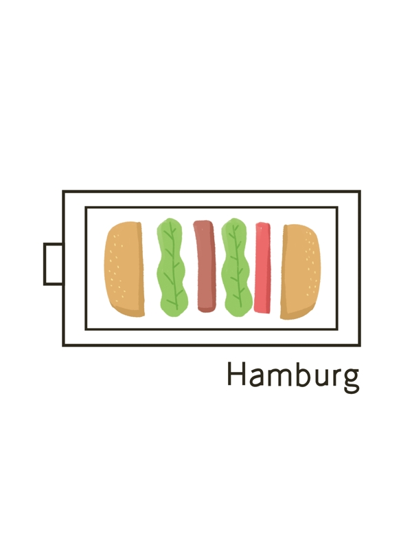汉堡充电插画绘画帆布袋元素设计