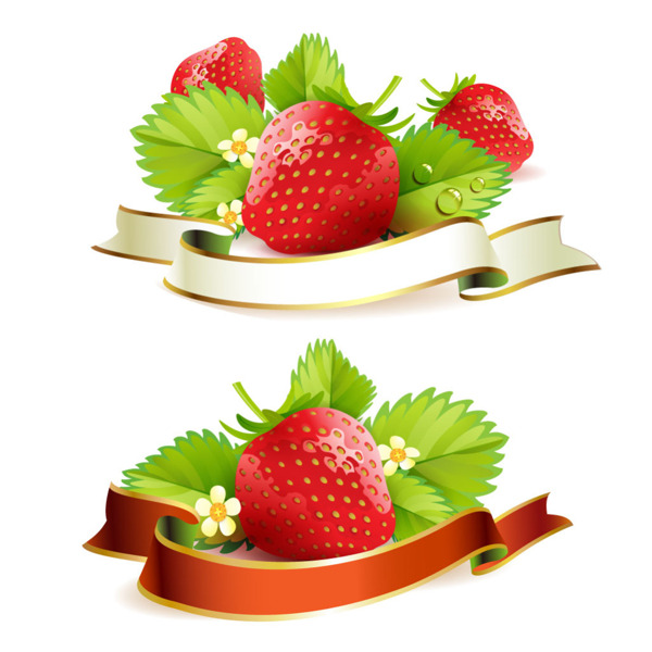 新鲜草莓元素背景矢量素材