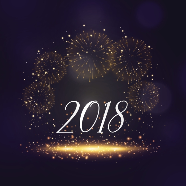 2018新年火花和烟火背景