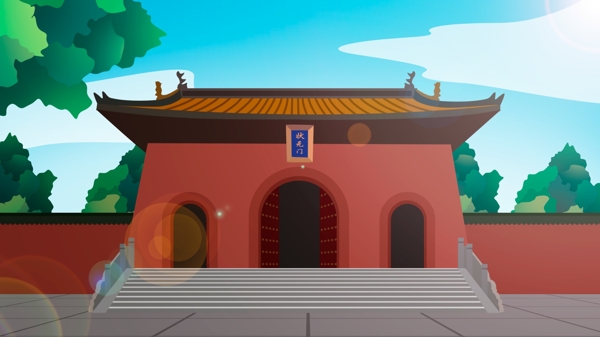 中国风历史建筑孔庙状元门