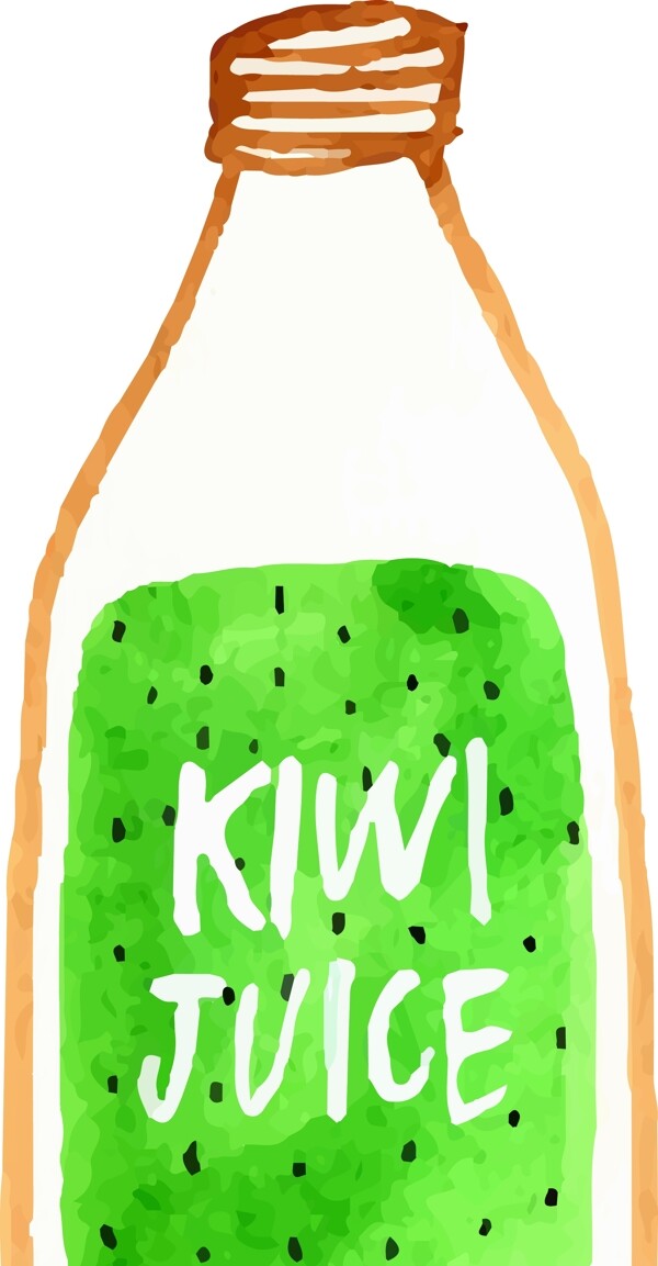 原创手绘一瓶奇异果果汁饮料