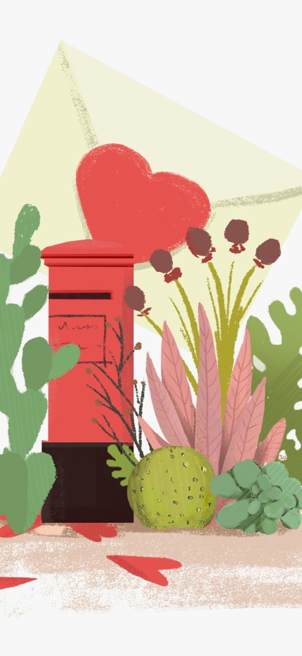 水彩植物邮箱信件背景