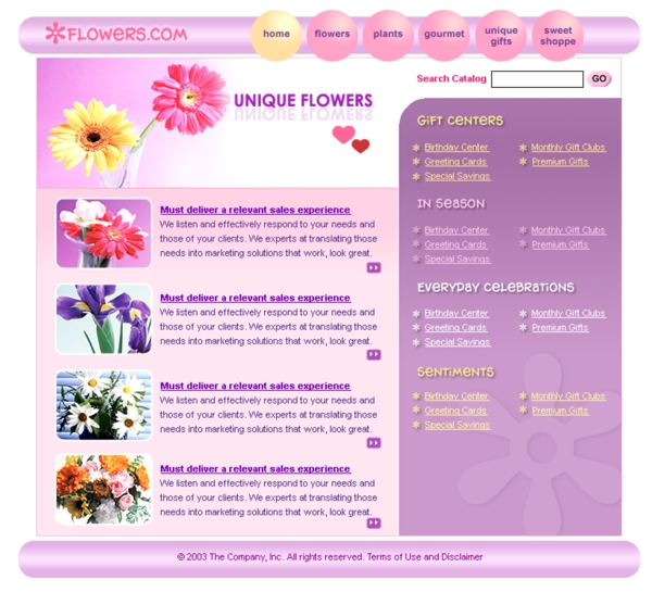 欧美跟花相关网站模板