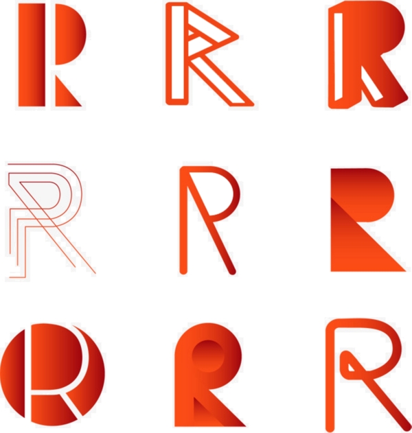 商标R素材艺术字母装饰元素集合