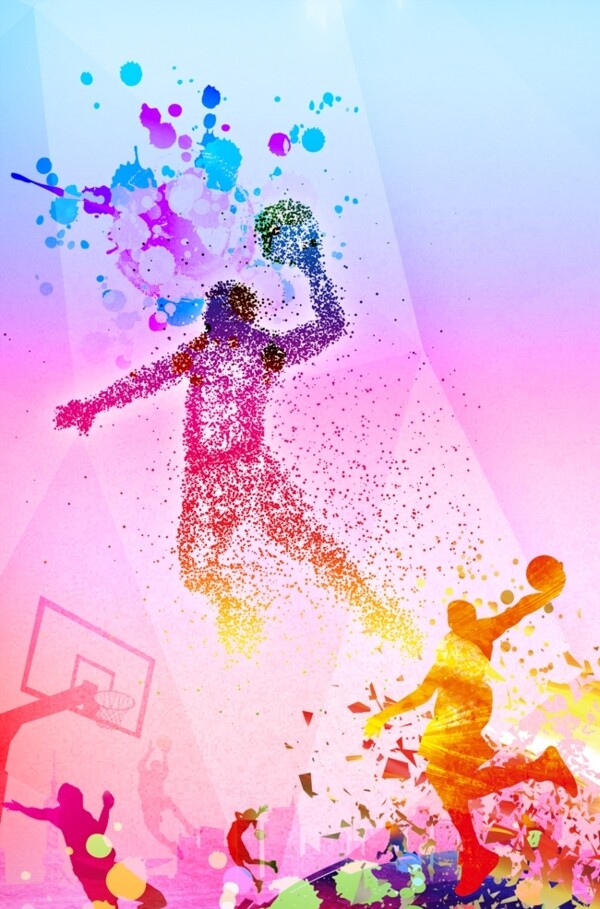 创意炫彩篮球比赛体育海报
