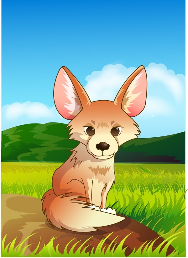 可爱动物绿色大耳狐狸图片
