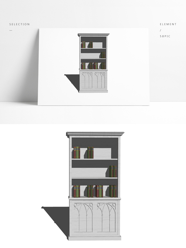 欧式书柜书架模型