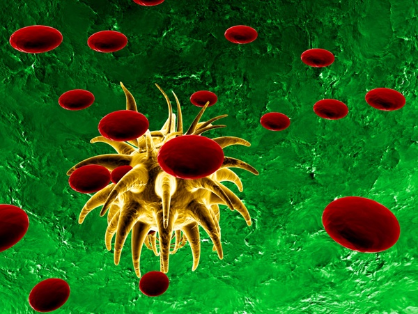 红色椭圆形微生物图片